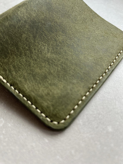 Bifold Leather Vertical Wallet With Coin Pocket | Olive