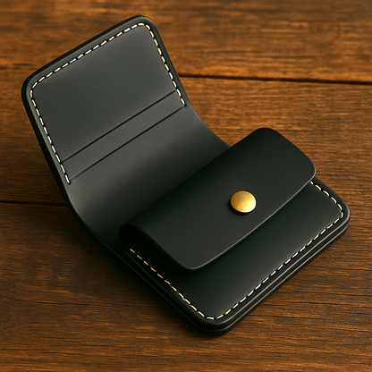 Bifold Coin Pocket Vertical Leather Wallet