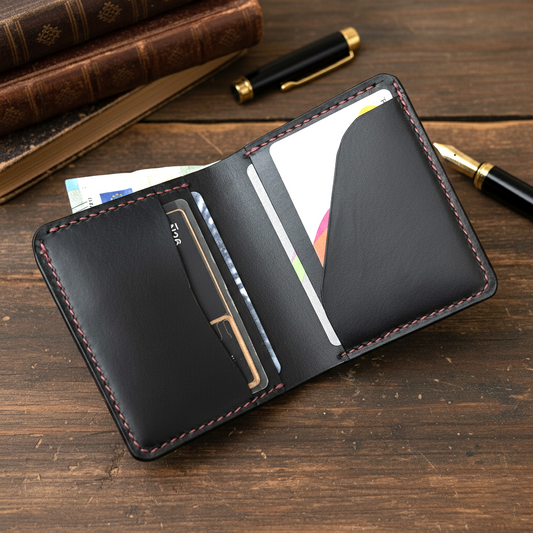 Vertical Bifold Wallet - Black