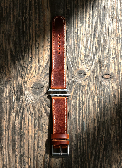 Leather Apple Watch Band - Hand-Stitched- Full Grain Crazy Horse Style English Brown