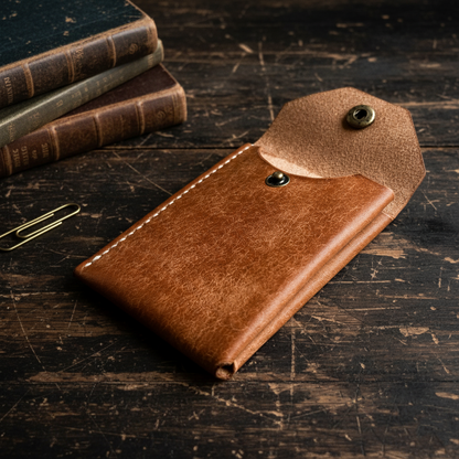 Coin Pocket Leather Wallet - Cognac