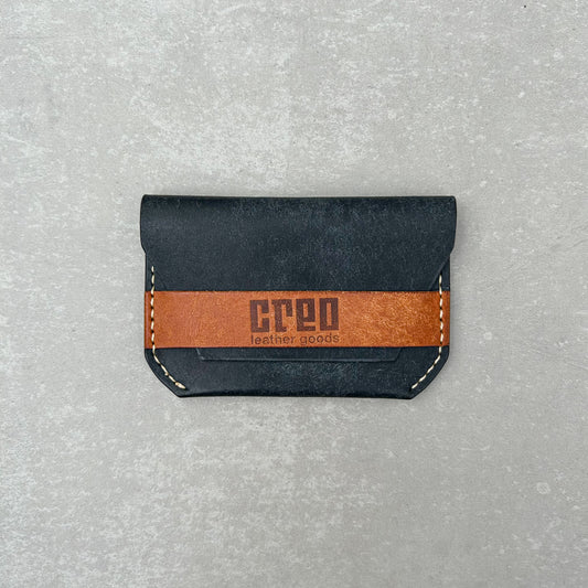 Minimalist Flap Wallet - Navy & Cognac