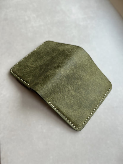 Bifold Leather Vertical Wallet With Coin Pocket | Olive