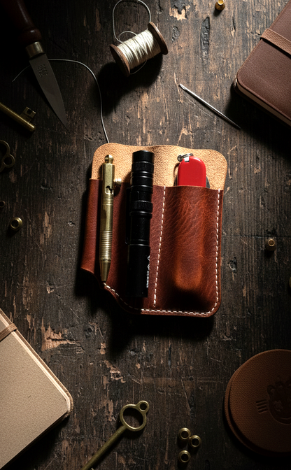 EDC Pocket Organizer- Handmade Crazy Horse Style Italian Leather
