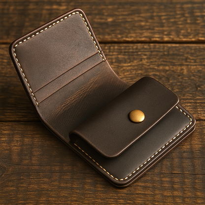 Bifold Coin Pocket Vertical Leather Wallet