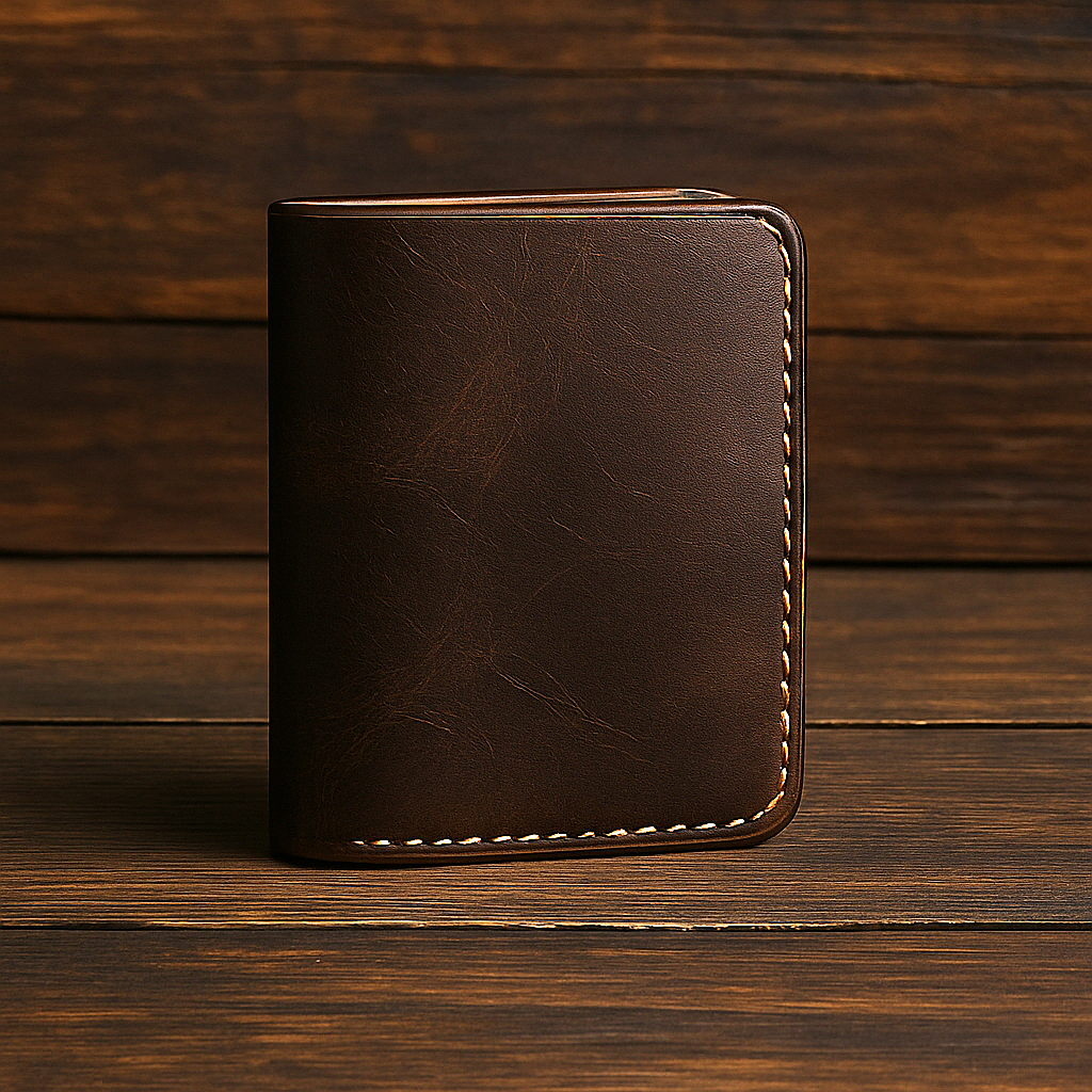 Bifold Coin Pocket Vertical Leather Wallet