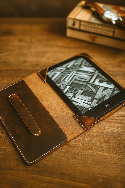 Handmade Leather Kindle Paperwhite Case With Hand Strap