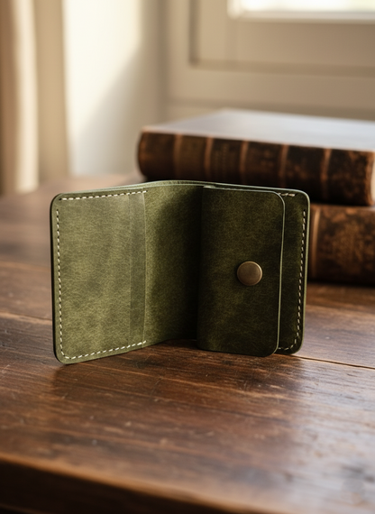 Bifold Coin Pocket Vertical Leather Wallet