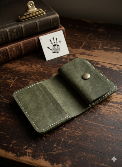 Bifold Leather Vertical Wallet With Coin Pocket | Olive