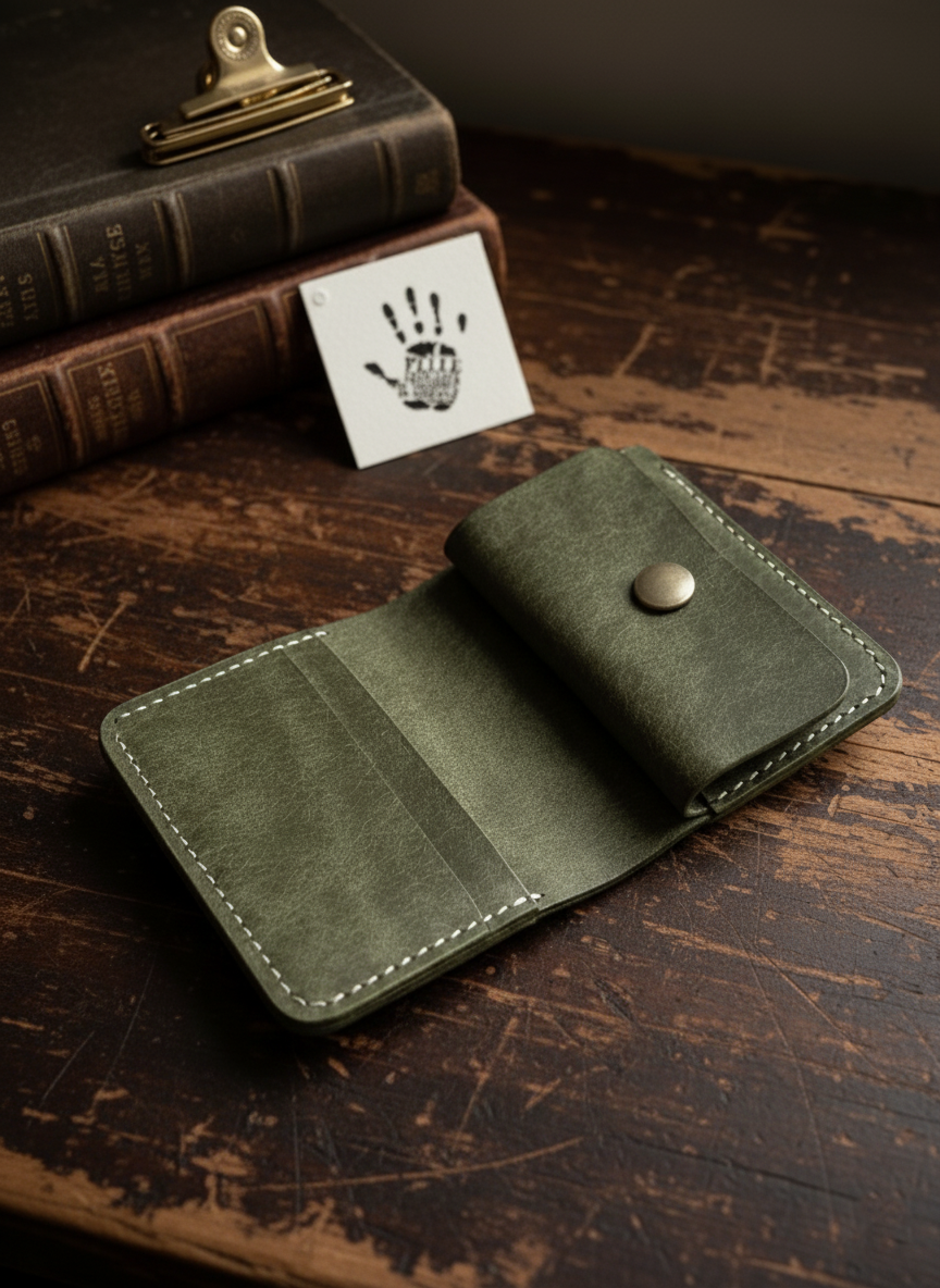Bifold Coin Pocket Vertical Leather Wallet