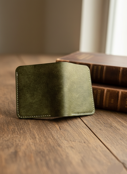 Bifold Coin Pocket Vertical Leather Wallet