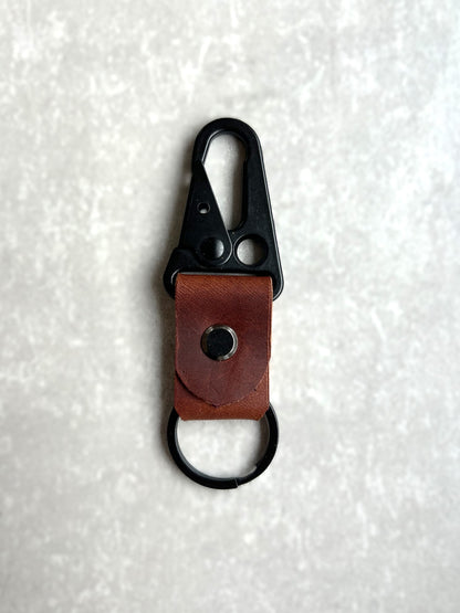 Handcrafted Minimalist Leather Keychain with Carabiner