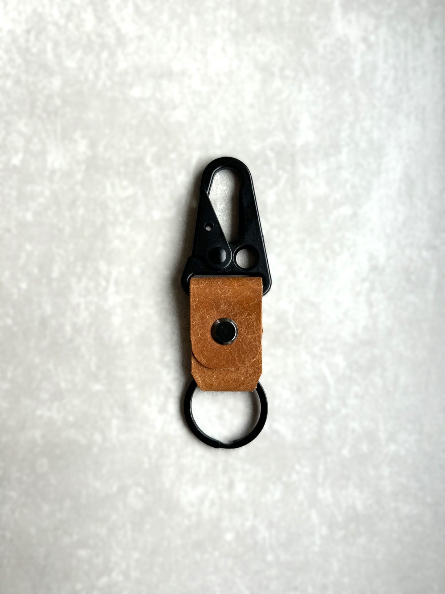 Handcrafted Minimalist Leather Keychain with Carabiner