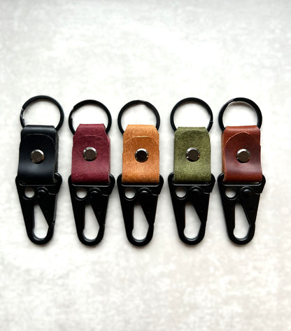 Handcrafted Minimalist Leather Keychain with Carabiner