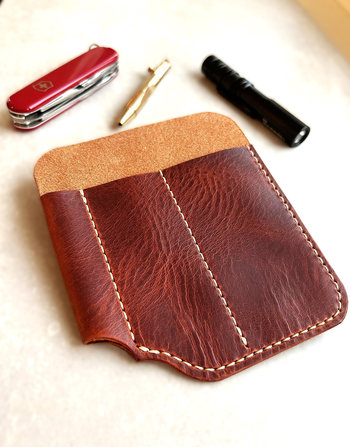 EDC Pocket Organizer- Handmade Crazy Horse Style Italian Leather