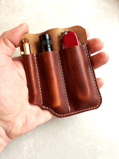 EDC Pocket Organizer- Handmade Crazy Horse Style Italian Leather