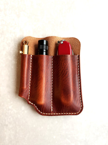 EDC Pocket Organizer- Handmade Crazy Horse Style Italian Leather