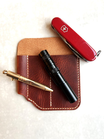 EDC Pocket Organizer- Handmade Crazy Horse Style Italian Leather