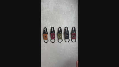 Handcrafted Minimalist Leather Keychain with Carabiner